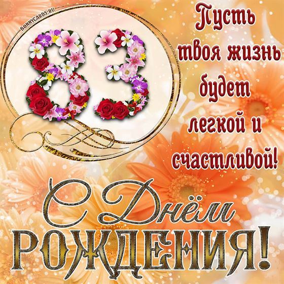 Оригинальная поздравительная открытка с 83 летием