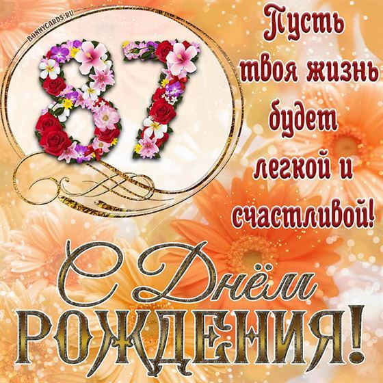 Оригинальная поздравительная открытка с 87 летием