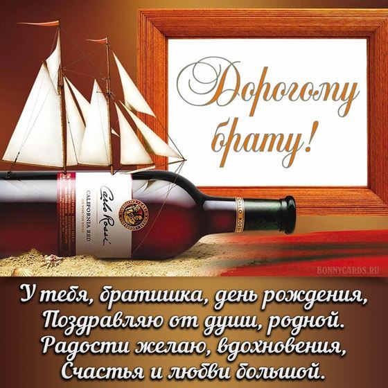 Поздравление брату на День рождения с вином и котаблем
