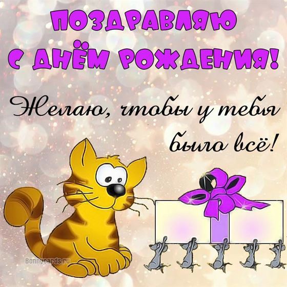 Оригинальная открытка с котом на День рождения
