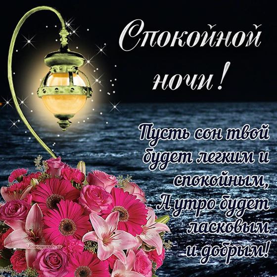 Открытка спокойной ночи с фонариком