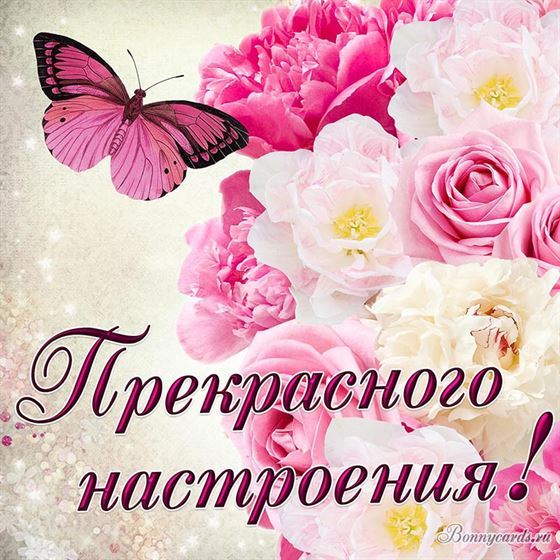 Открытка прекрасного настроения с пышным букетом