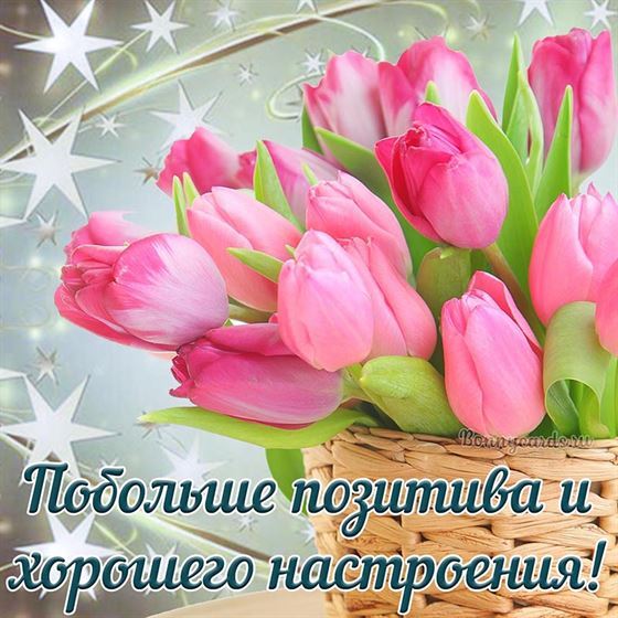 Трогательная открытка с тюльпанами хорошего настроения