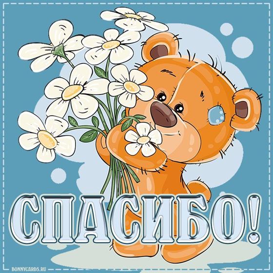Милая открытка с мишкой спасибо