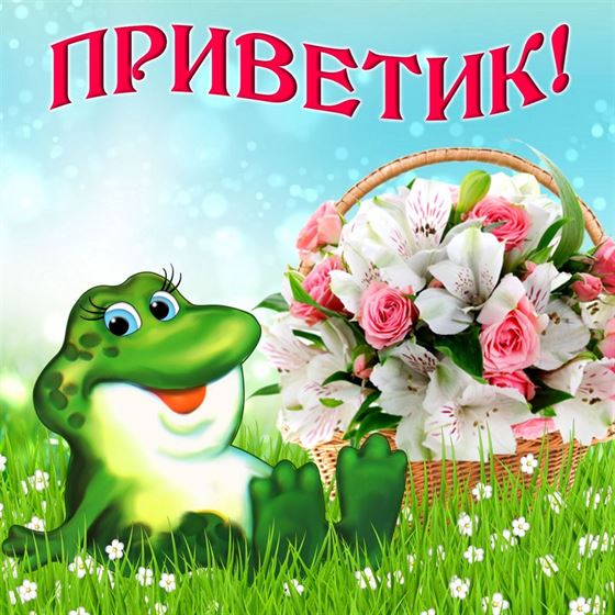 Креативная открытка привет с лягушкой
