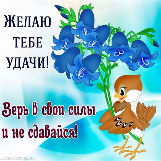Красивая открытка с птичкой на удачу