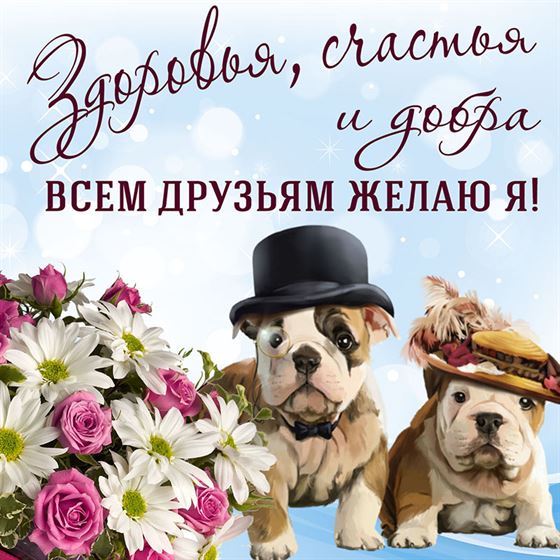 Картинка с пожеланием для друзей с собаками