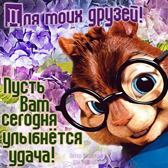 Оригинальная открытка для друзей с бурундуком