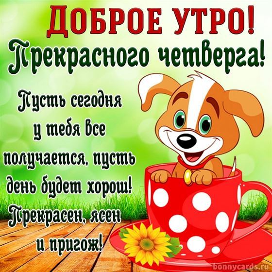 Трогательная открытка с собачкой на четверг