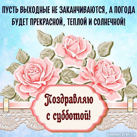 Поздравление с субботой с нежными розами