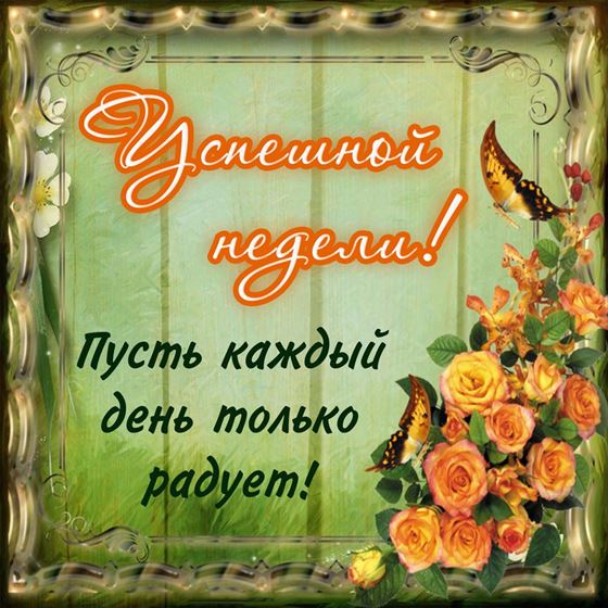 Оригинальная открытка с цветами на зеленом фоне на начало недели