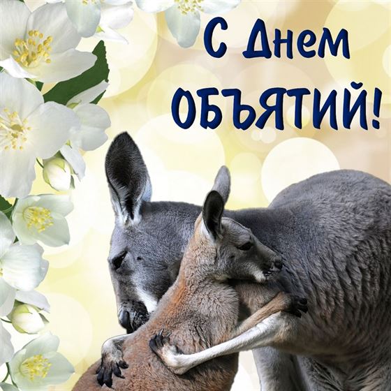 Трогательная открытка с кенгуру на День объятий