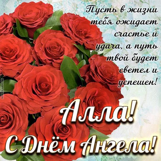 Пышный букет Алых роз для Аллы на именины