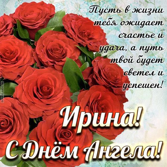 Пышный букет Алых роз для Ирины на именины