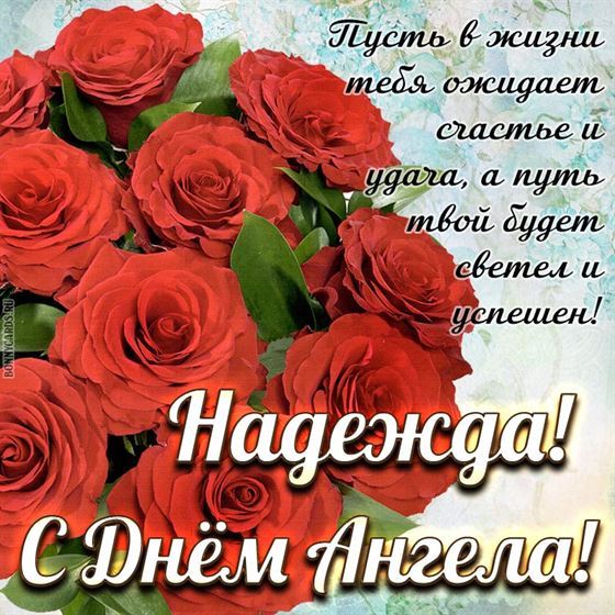 Пышный букет Алых роз для Надежды на именины