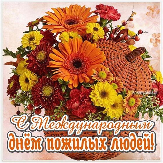 Картинка на День пожилых людей с шикарным букетом