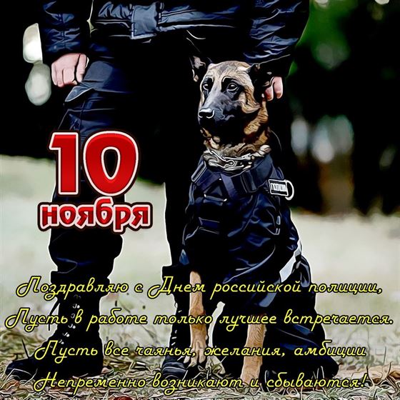 Отличная картинка на День полиции с овчаркой