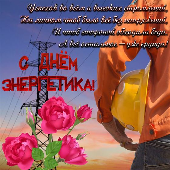 Картинка на День энергетика с розовыми розами