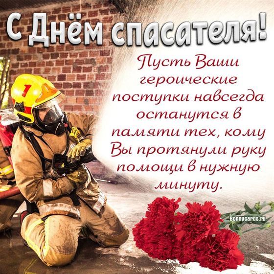 Поздравление на День спасателя с гвоздиками
