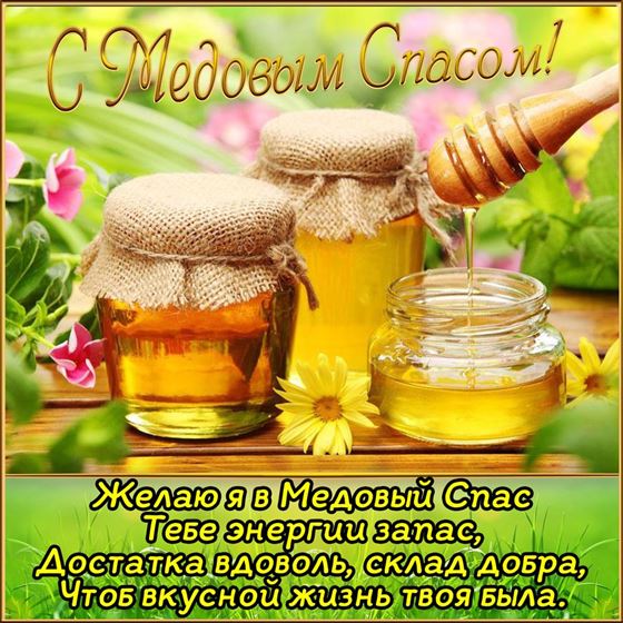 Желаю я в Медовый Спас тебе энергии запас
