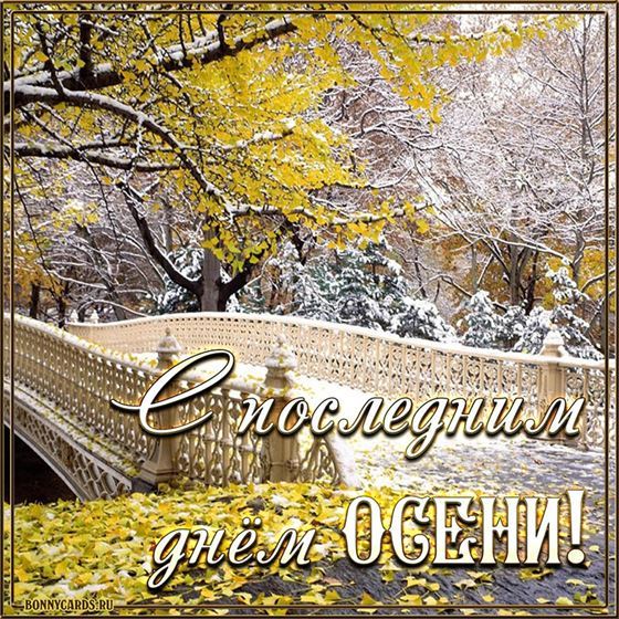 Трогательная картинка на последний день осени с мостом