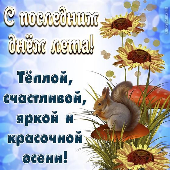 Картинка на последний день лета с белочкой