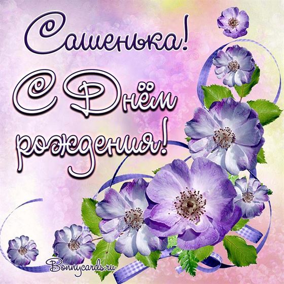 Поздравление с Днем рождения Александре с цветами