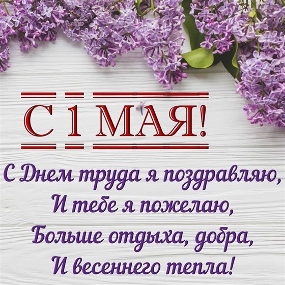 Трогательное поздравление в стихах на картинке С 1 мая!