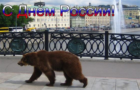 Прикольная открытка медведь на улице России
