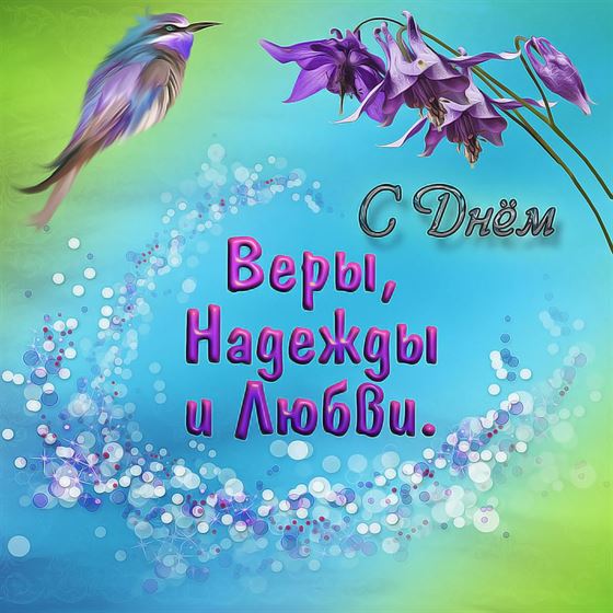 Цветная картинка с фиолетовыми цветами на красивом фоне с птичкой