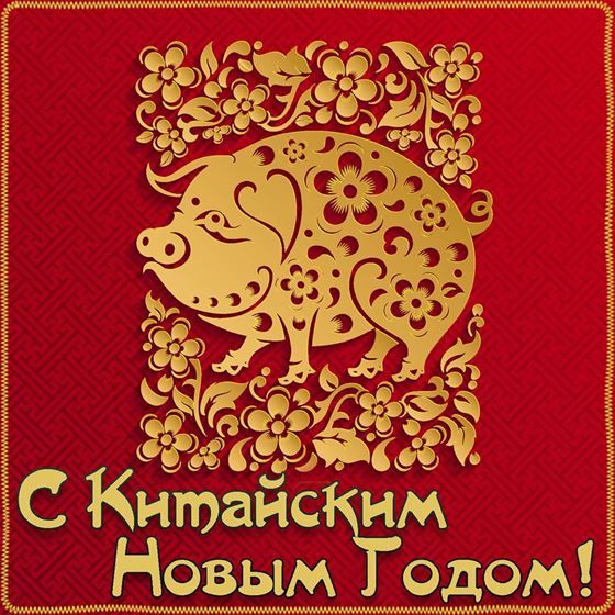 Хрюшка нарисованная узорами на открытке