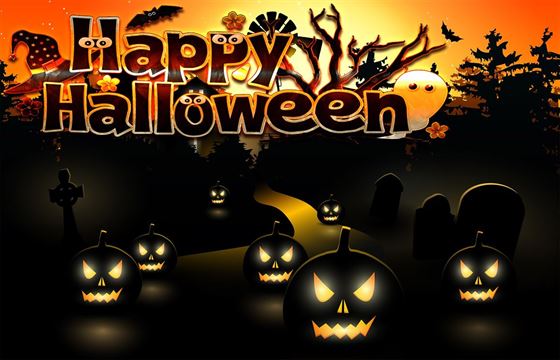 Картинка к Хеллоуину со злыми тыквами