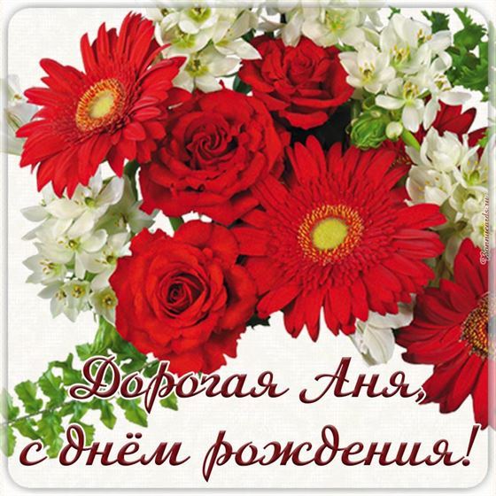 Картинка с морем цветов на День рождения Анны