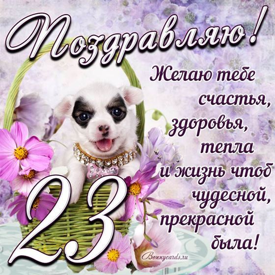 Трогательная открытка с щенком на день рождения 23 летие