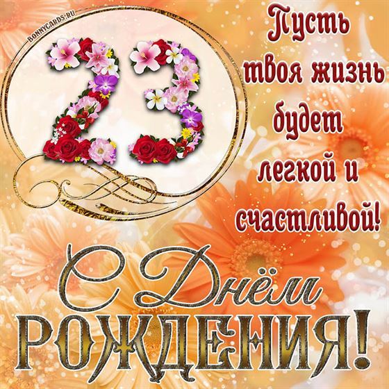 Оригинальная поздравительная открытка с 23 летием