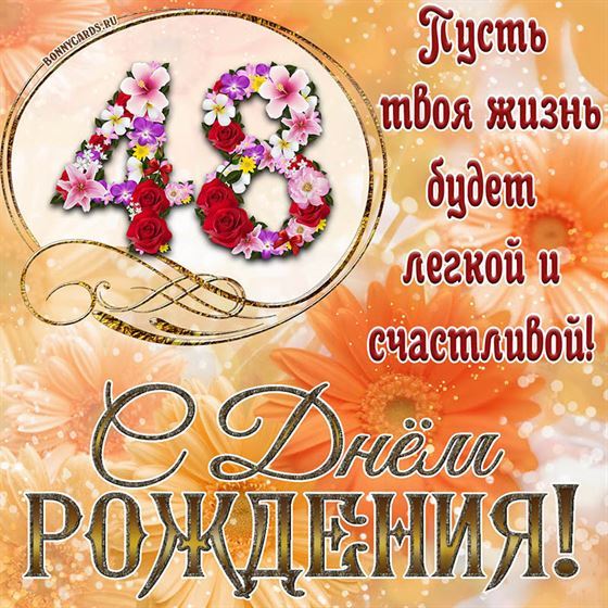 Оригинальная поздравительная открытка с 48 летием