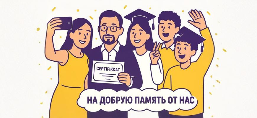 подарок куратору от группы на выпускной сертификат. Группа радуется выпуску