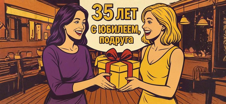 Подруга дарит подарок женщине на 35 лет