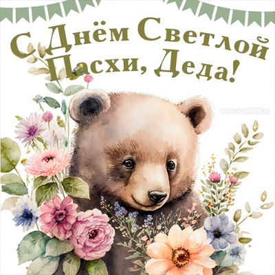Медведь в цветах поздравление дедушки