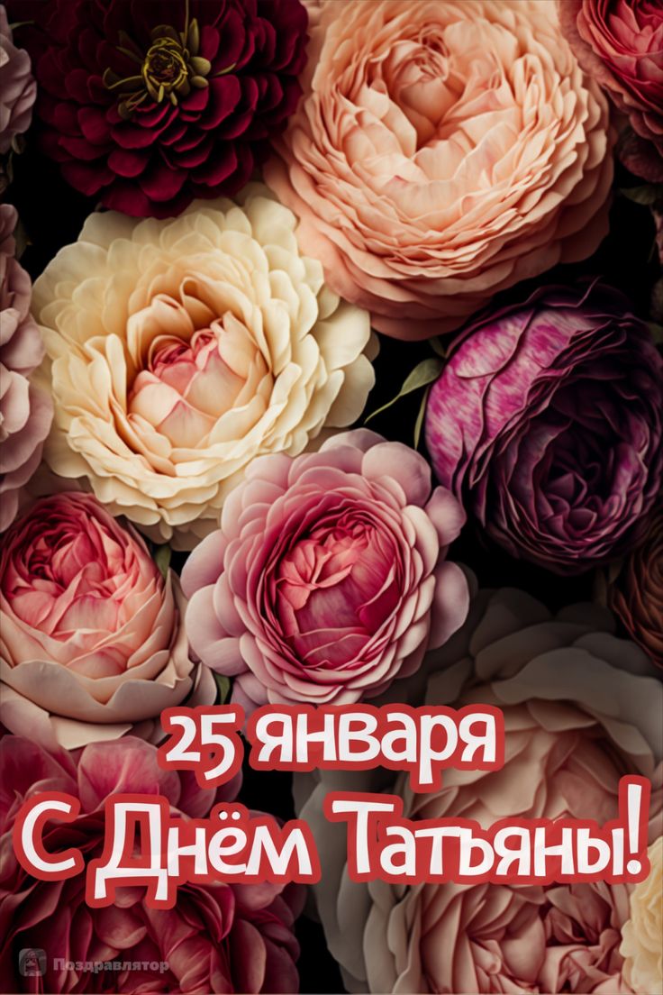 Открытка на Татьянин день с розами Открытка на Татьянин день с розами