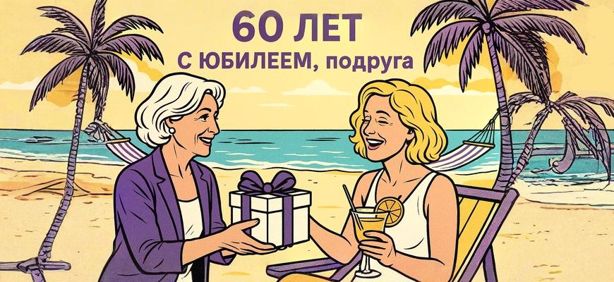 Две подруге отмечают юбилей 60 лет на море и дарят подарки